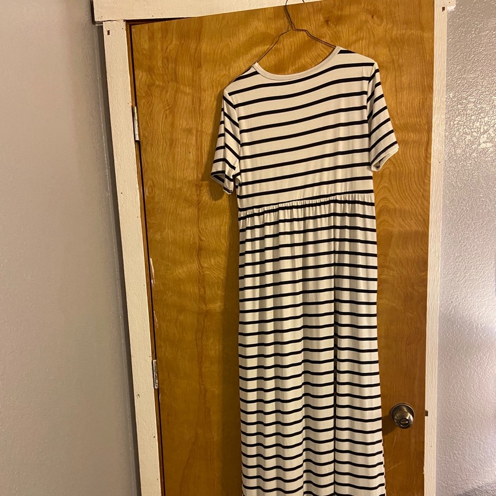 Black and white striped dress